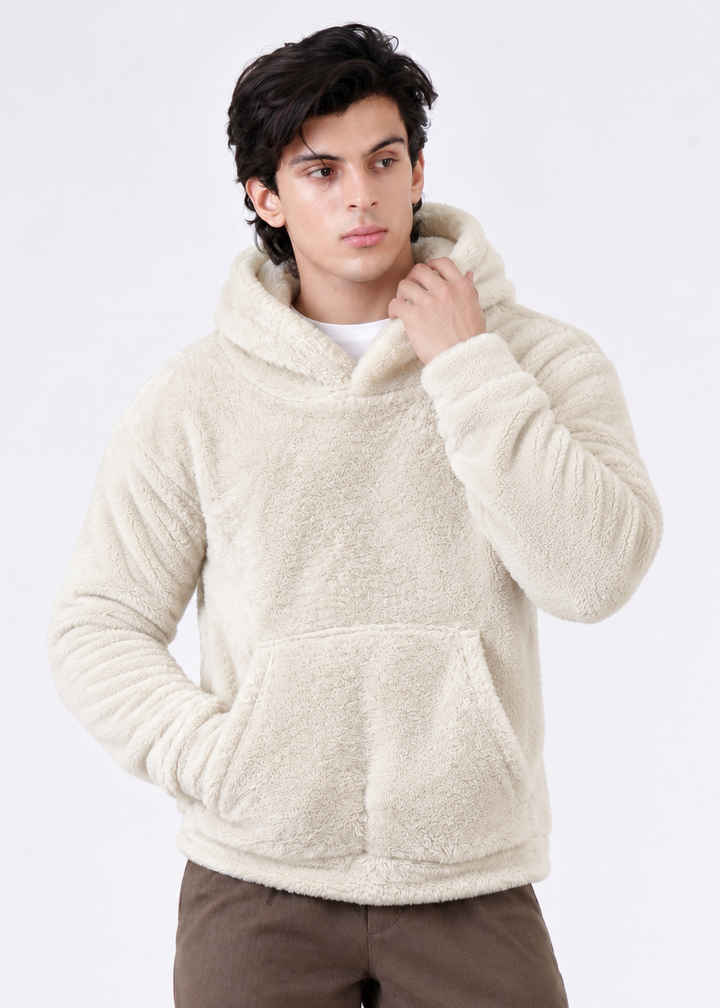 WHITE FUR HOODIE-FT