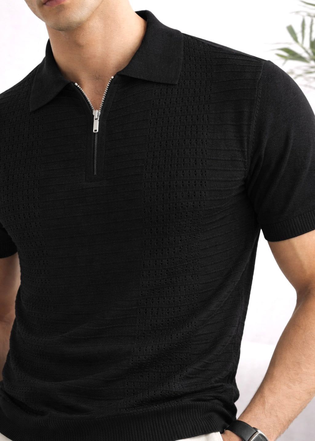 ICONIC KNITTED POLO-BLACK