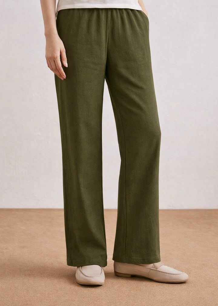 THE CREPE TEXTURE TROUSER-OLIVE