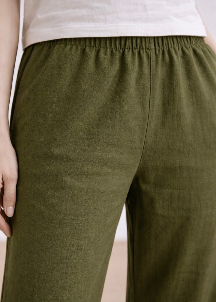 THE CREPE TEXTURE TROUSER-OLIVE