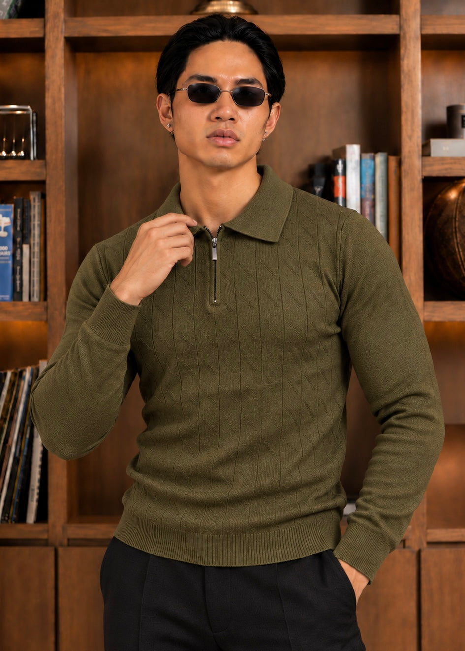 The Nordic-knit Polo-Olive