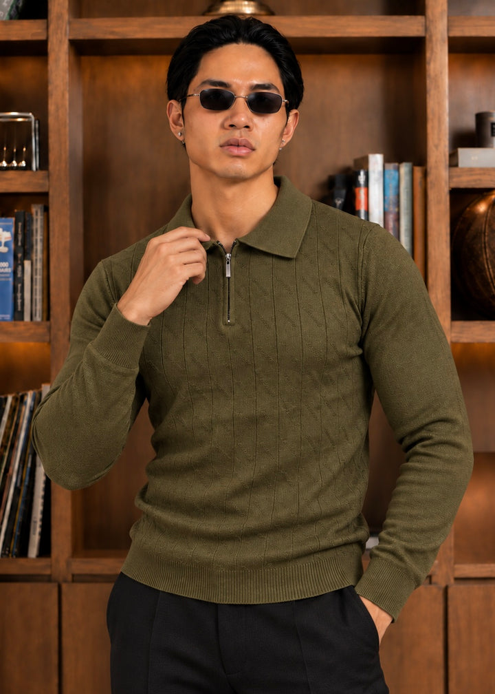 The Nordic-knit Polo-Olive