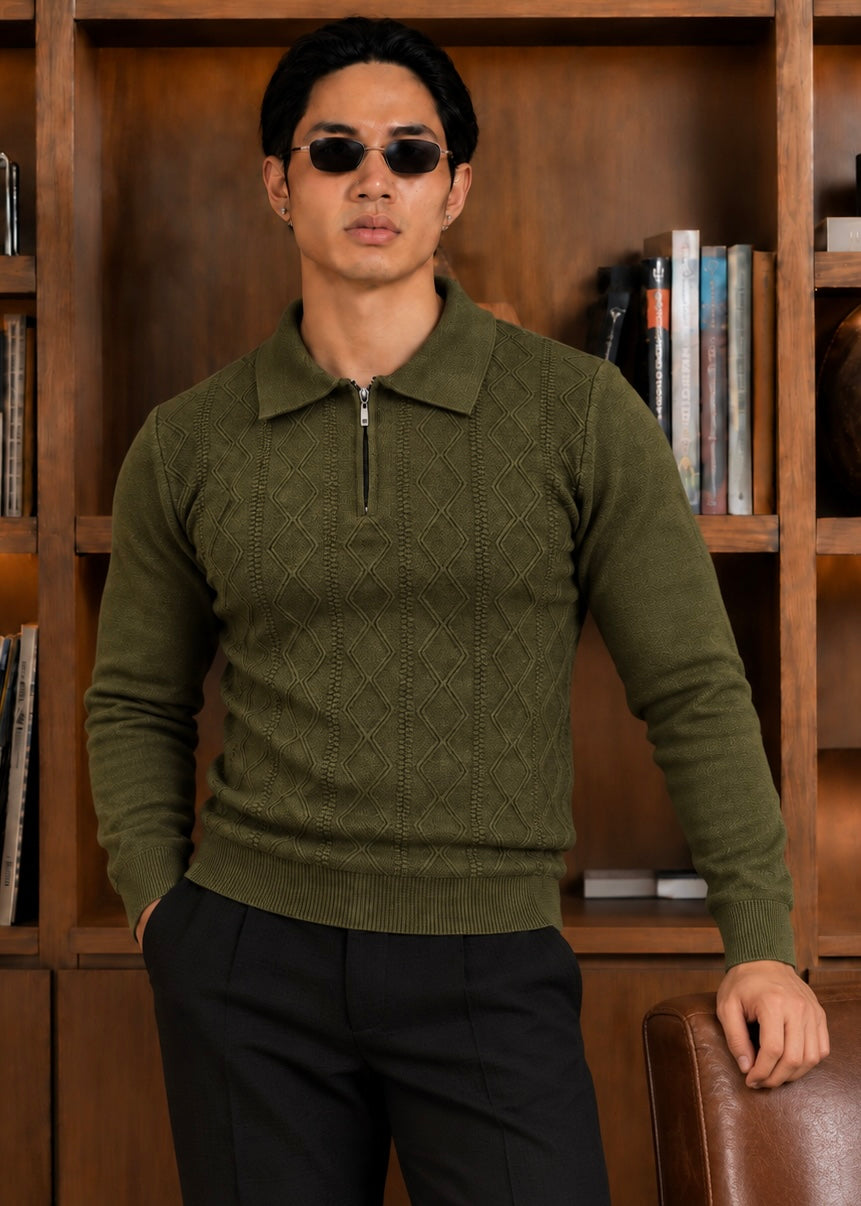 The Aspen-Knit Polo-Olive