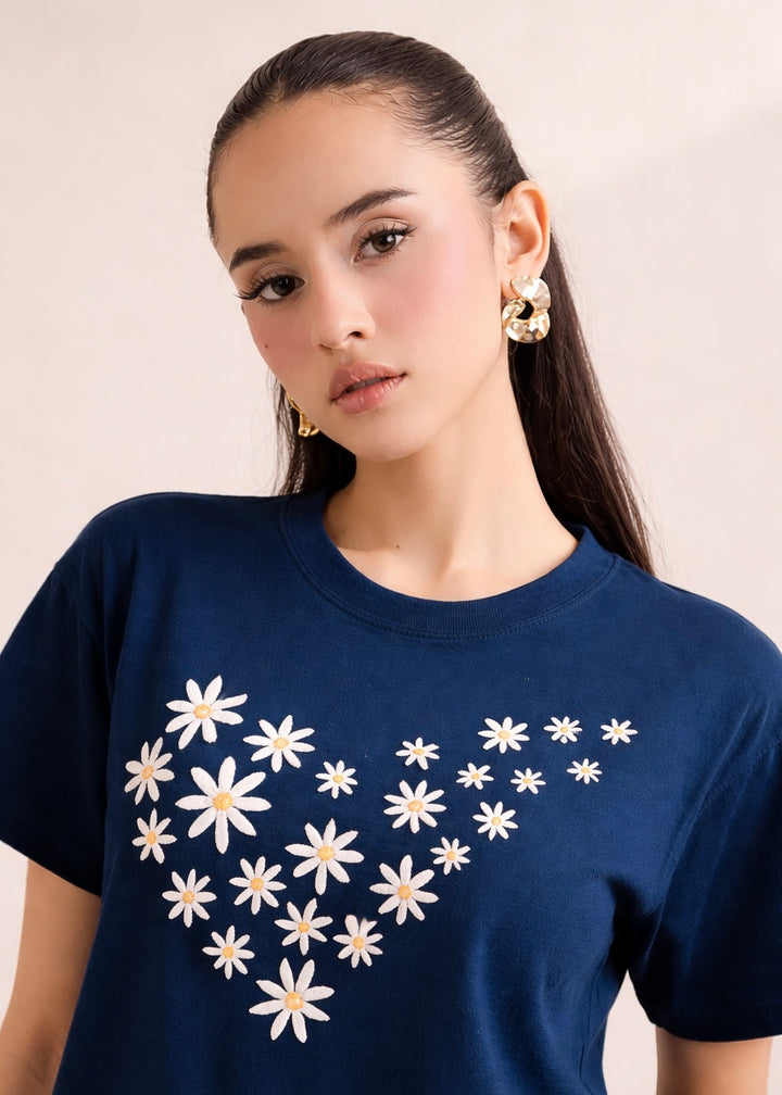 THE NAVY-BLUE COTTON TEE-FT