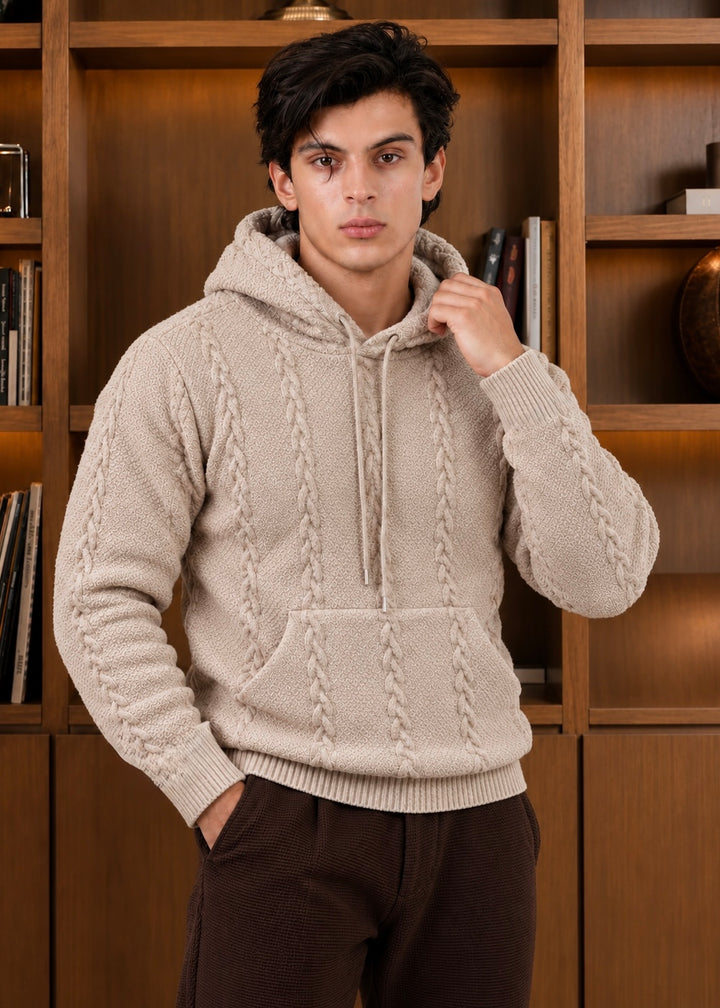 VELTRON KNITTED WOOL HOODIE Off White