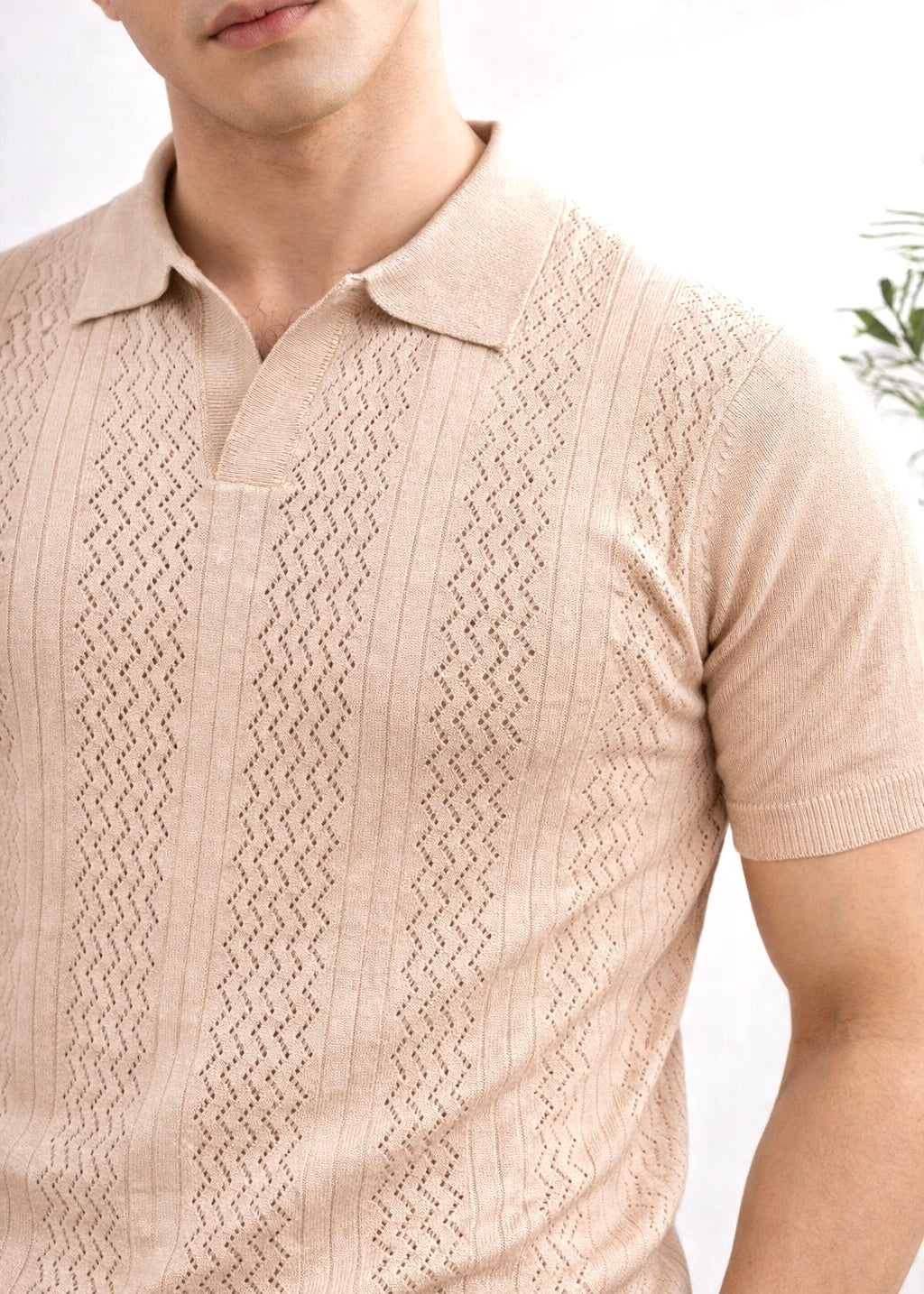 REFINED KNITTED POLO-TAN