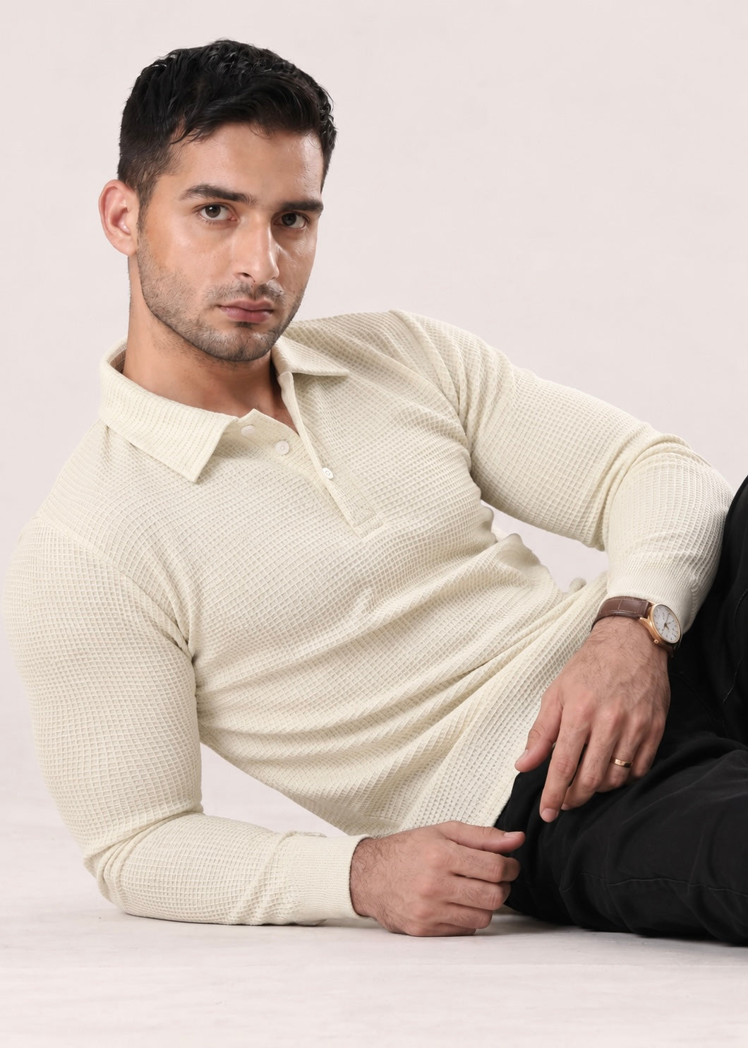 WHITE TEXTURED SHIRT-FT