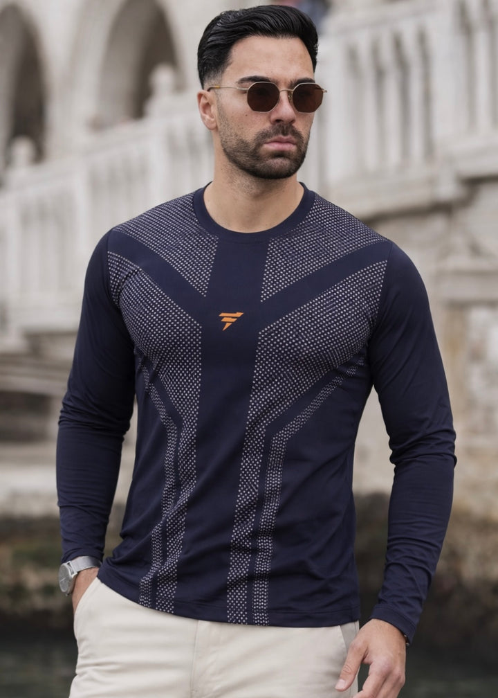THE LYCRA FULL SLEEVES SHIRT-NAVY