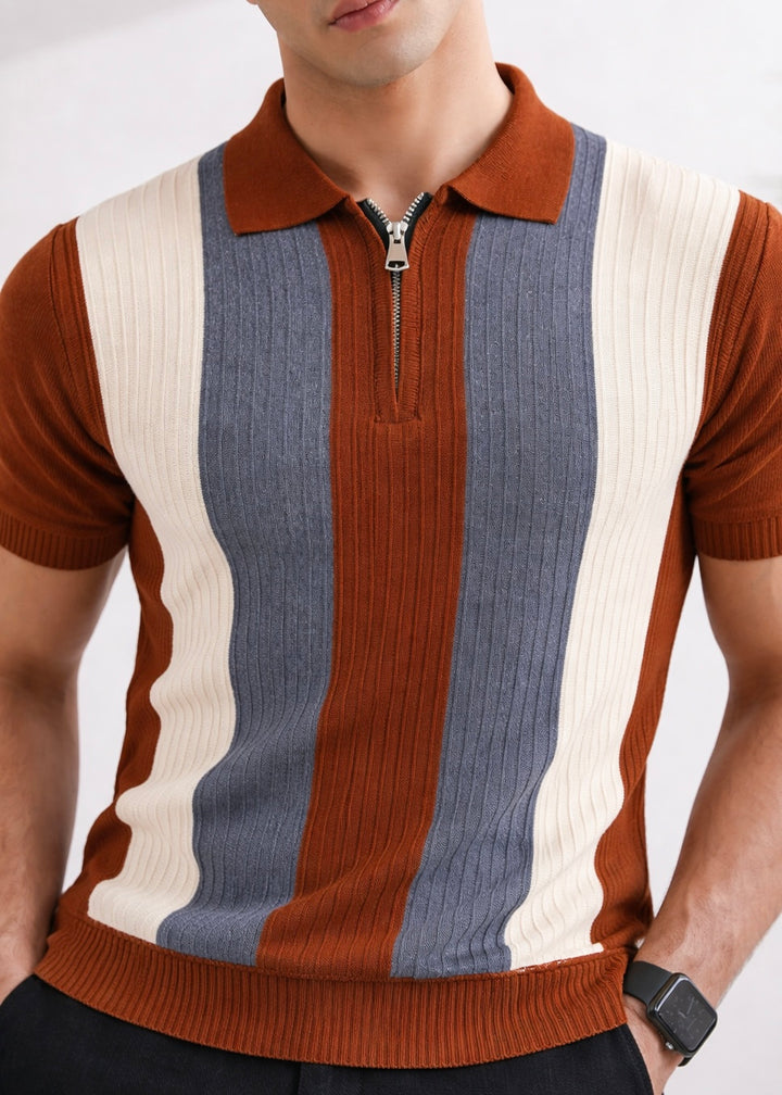 DYNAMIC KNITTED POLO-MAROON