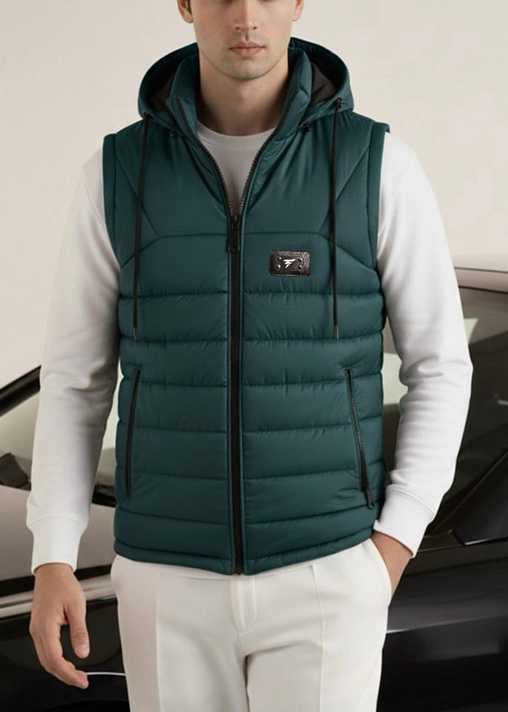 LOGO SLEEVELESS JACKET-SEA-GREEN