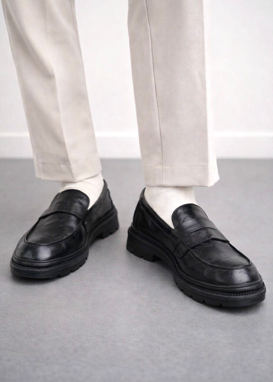 005 IMPORTED SHOES WITH RUBBER SOLE-BLACK