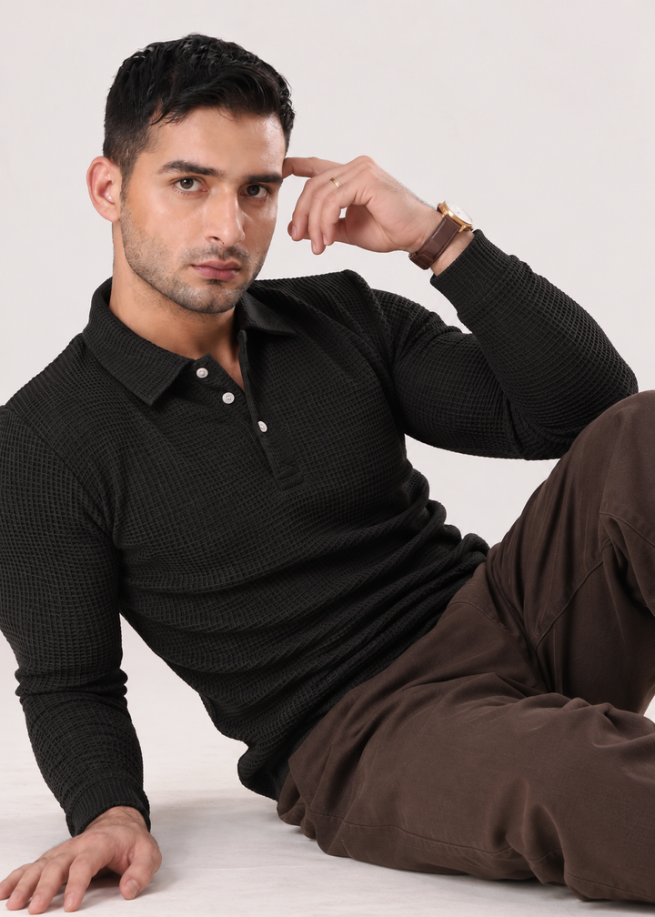 BLACK TEXTURED SHIRT-FT
