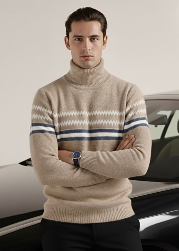 THE GLACIER STRIPE SWEATER-TAN