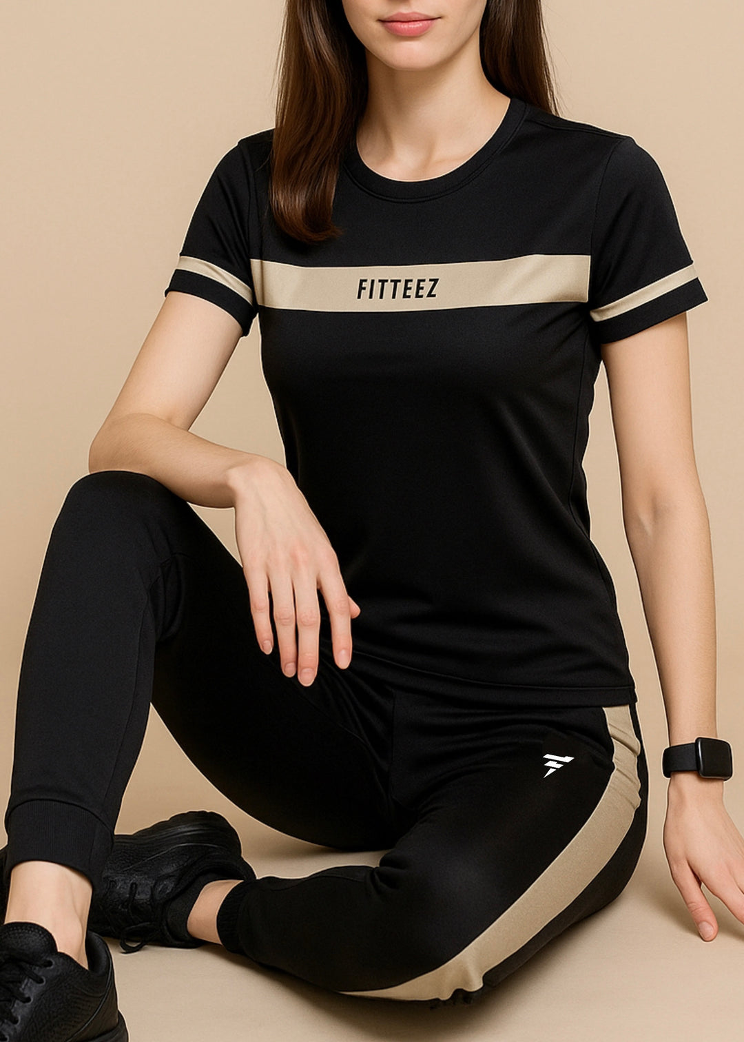 BLACK CREAMY-PANEL TRACKSUIT-FT
