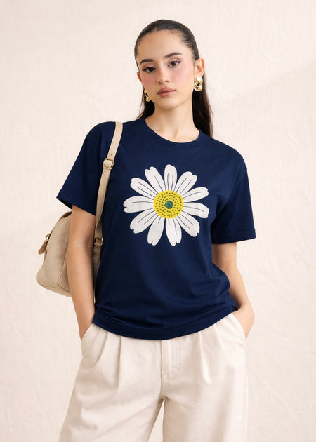 NAVY-BLUE COTTON TEE-FT