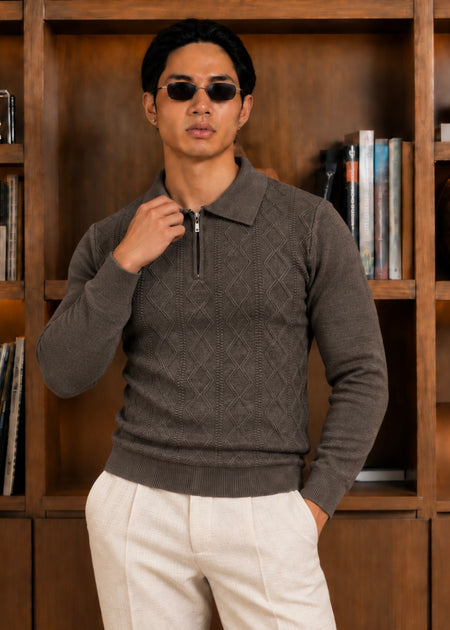 The Aspen-Knit Polo-Gray
