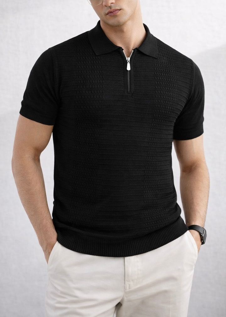 ICONIC KNITTED POLO-BLACK