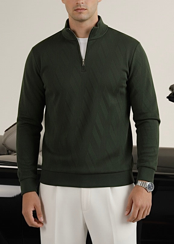 THE COZY KNIT ZIP MOCK-NECK-OLIVE