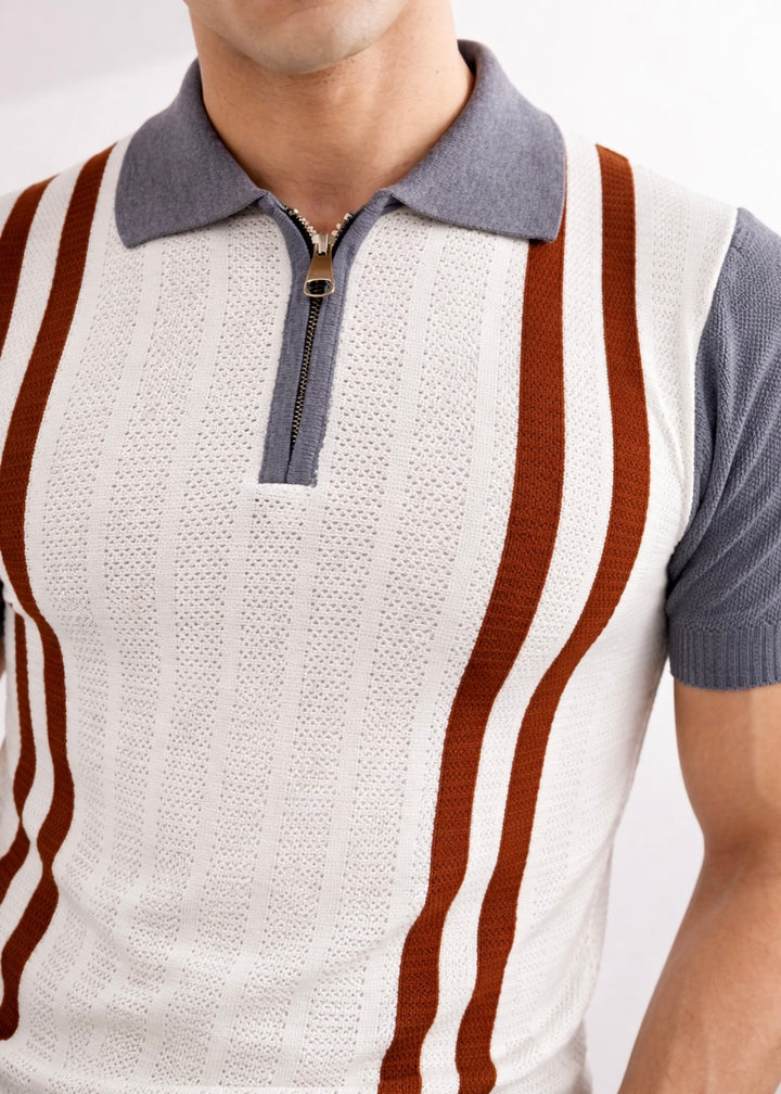 NOBLE THREAD KNITTED POLO-GRAY