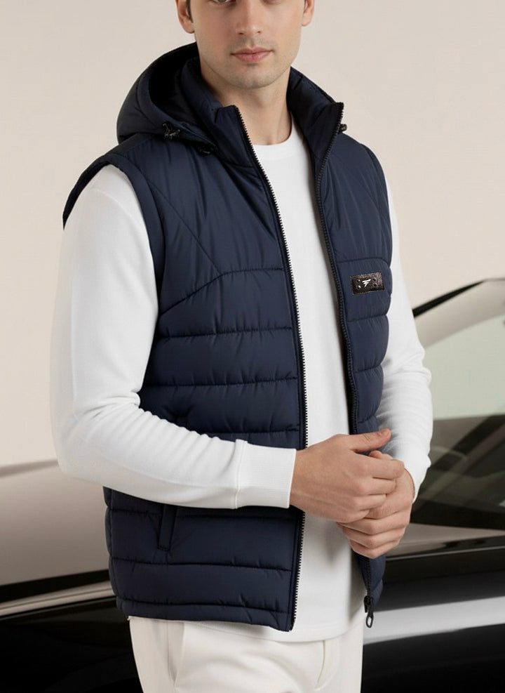 LOGO SLEEVELESS JACKET-NAVY