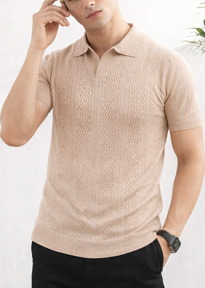 REFINED KNITTED POLO-TAN