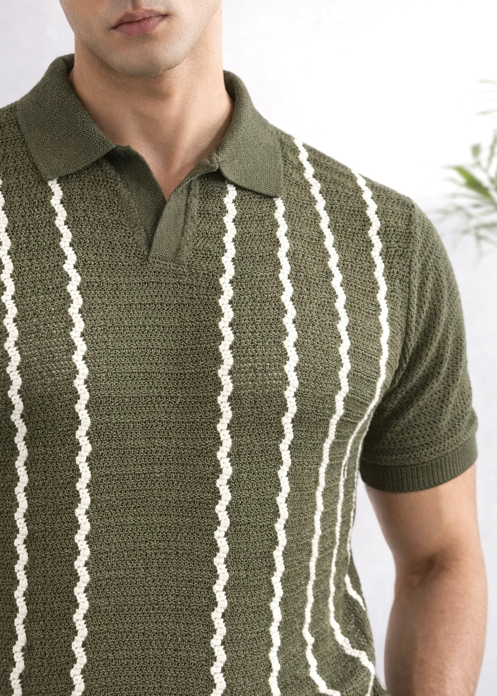 ELITE THREAD KNITTED POLO-OLIVE