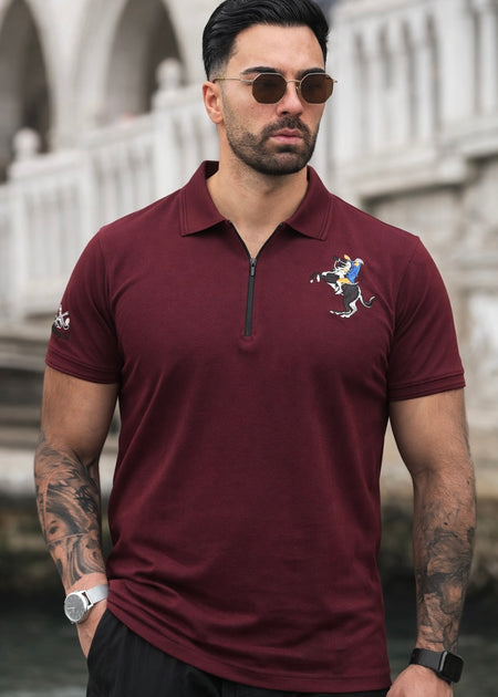 THE ZIPPER-KNIT POLO-MAROON