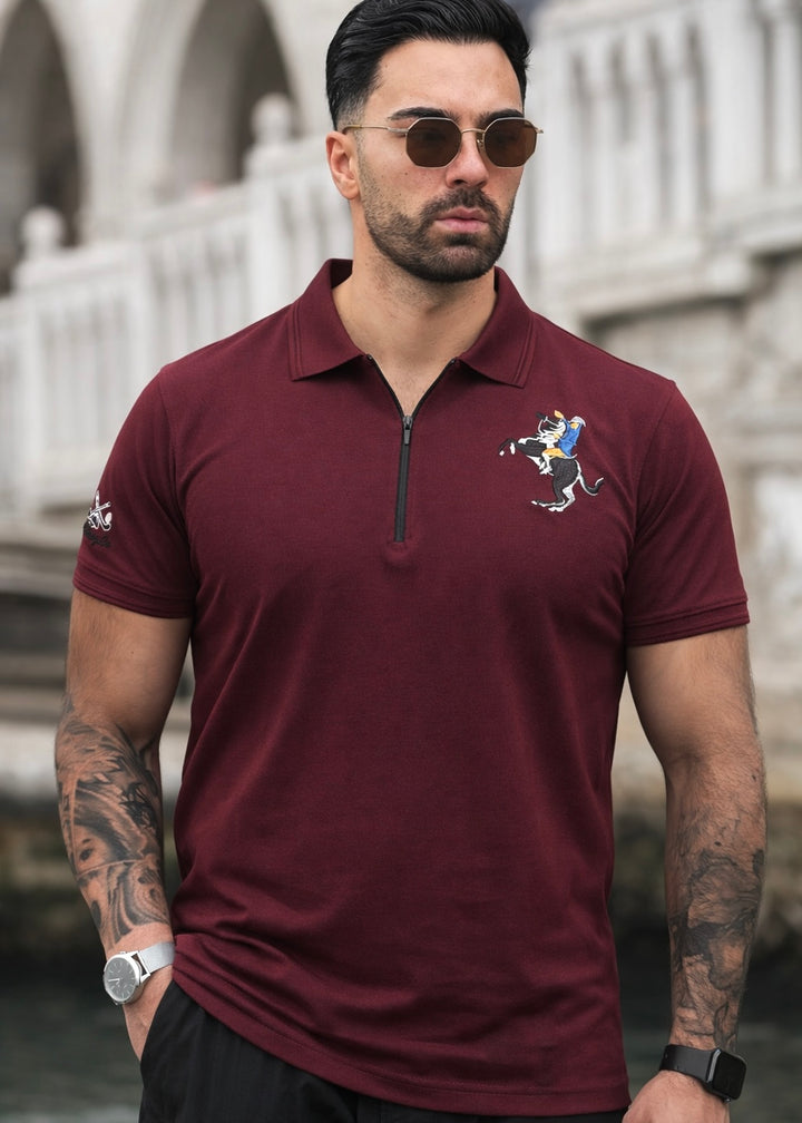THE ZIPPER-KNIT POLO-MAROON