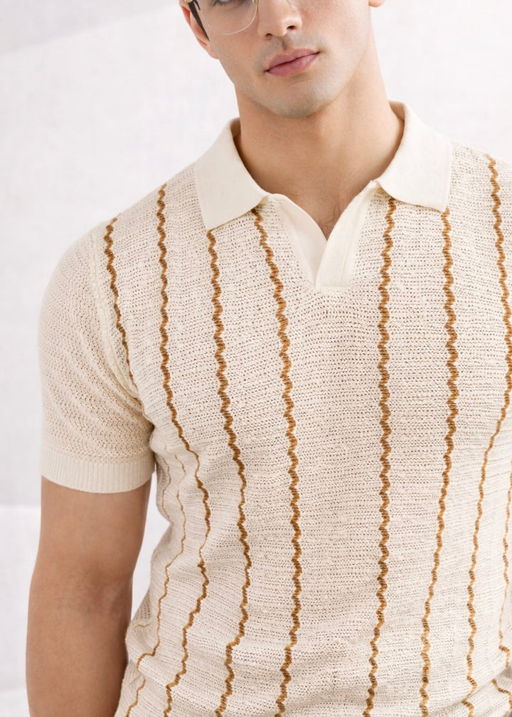 ELITE THREAD KNITTED POLO-WHITE