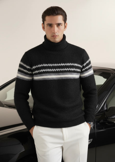 THE GLACIER STRIPE SWEATER-BLACK