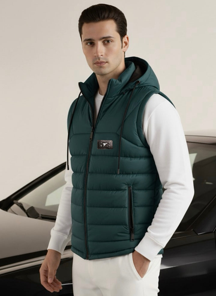 LOGO SLEEVELESS JACKET-SEA-GREEN