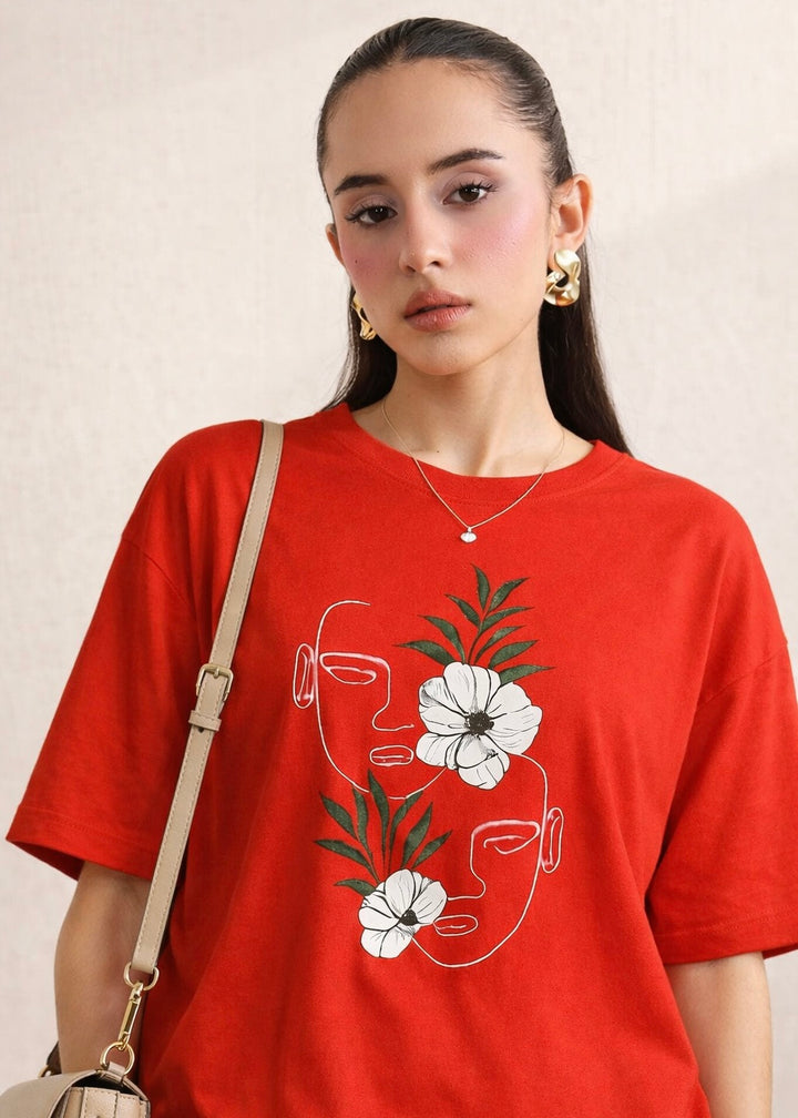 RED COTTON TEE-FT