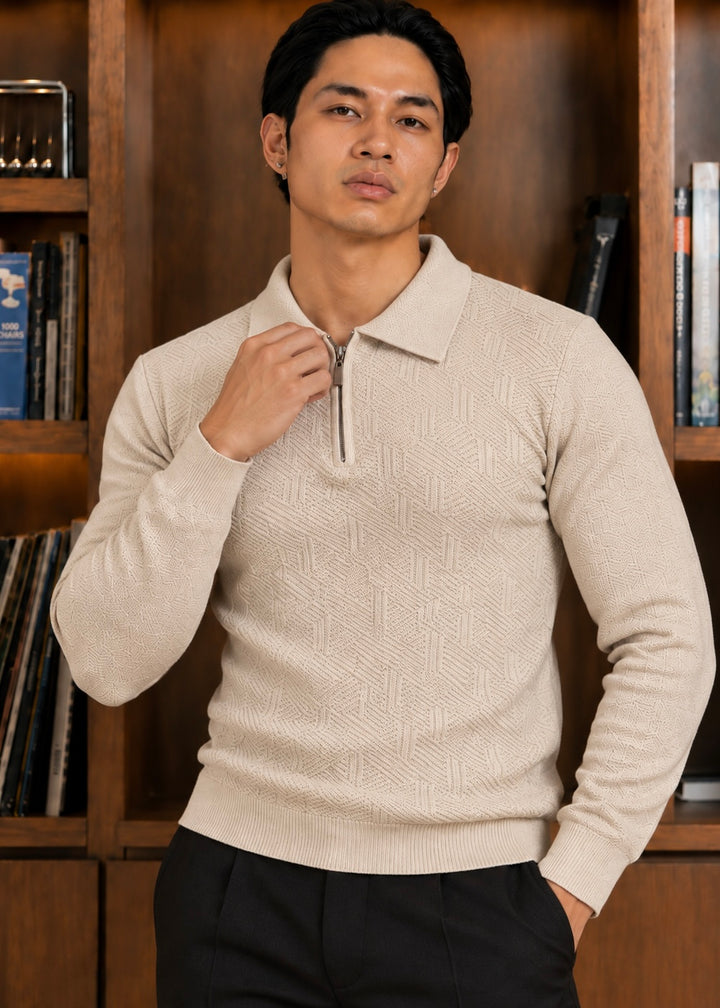 The Ember-Knit Polo-Tan
