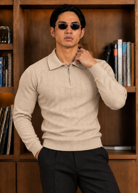 The Nordic-knit Polo-Tan