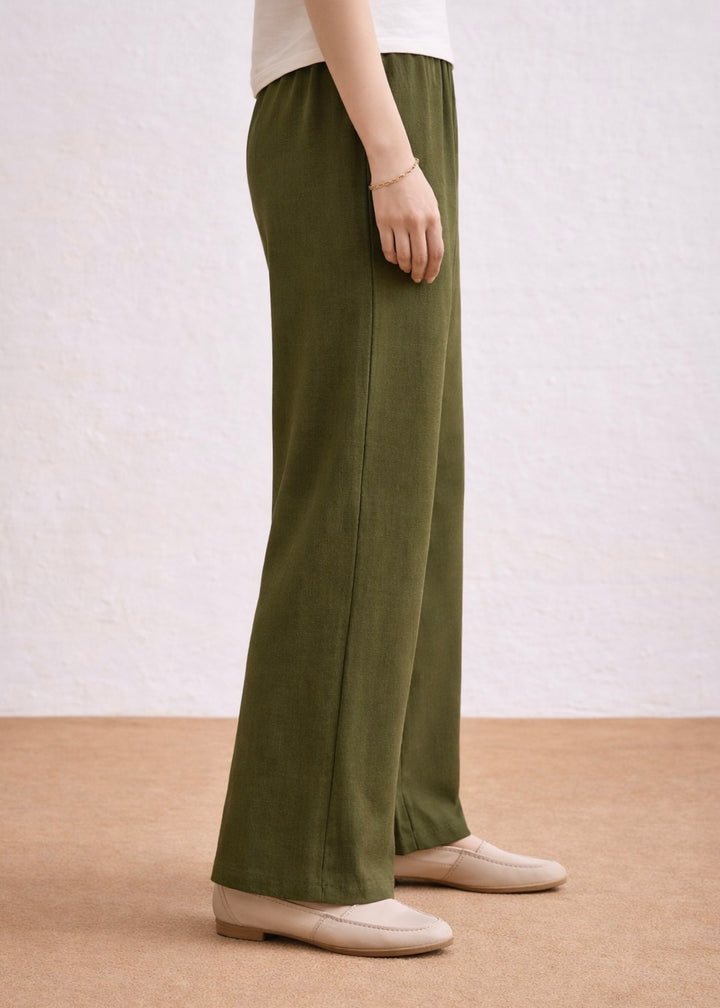 THE CREPE TEXTURE TROUSER-OLIVE