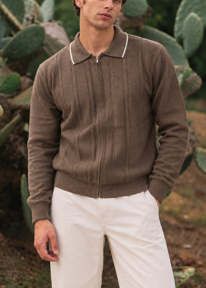 WINTER MUSE KNITTED POLO TAUPE BROWN