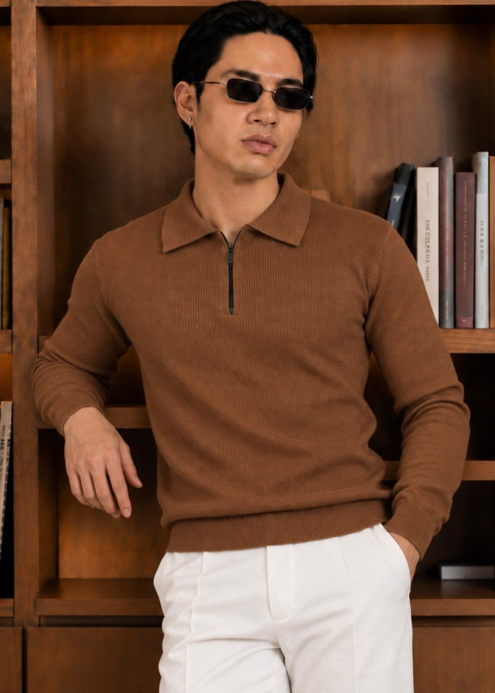 Milano Knit Polo-Brown