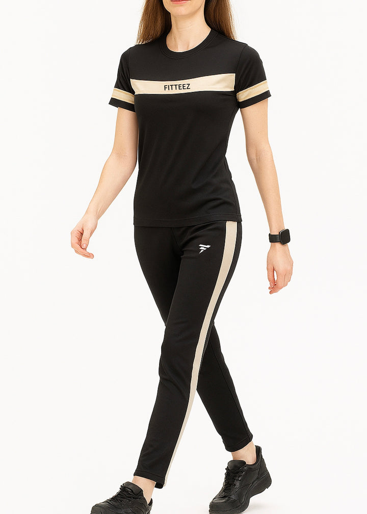 BLACK CREAMY-PANEL TRACKSUIT-FT