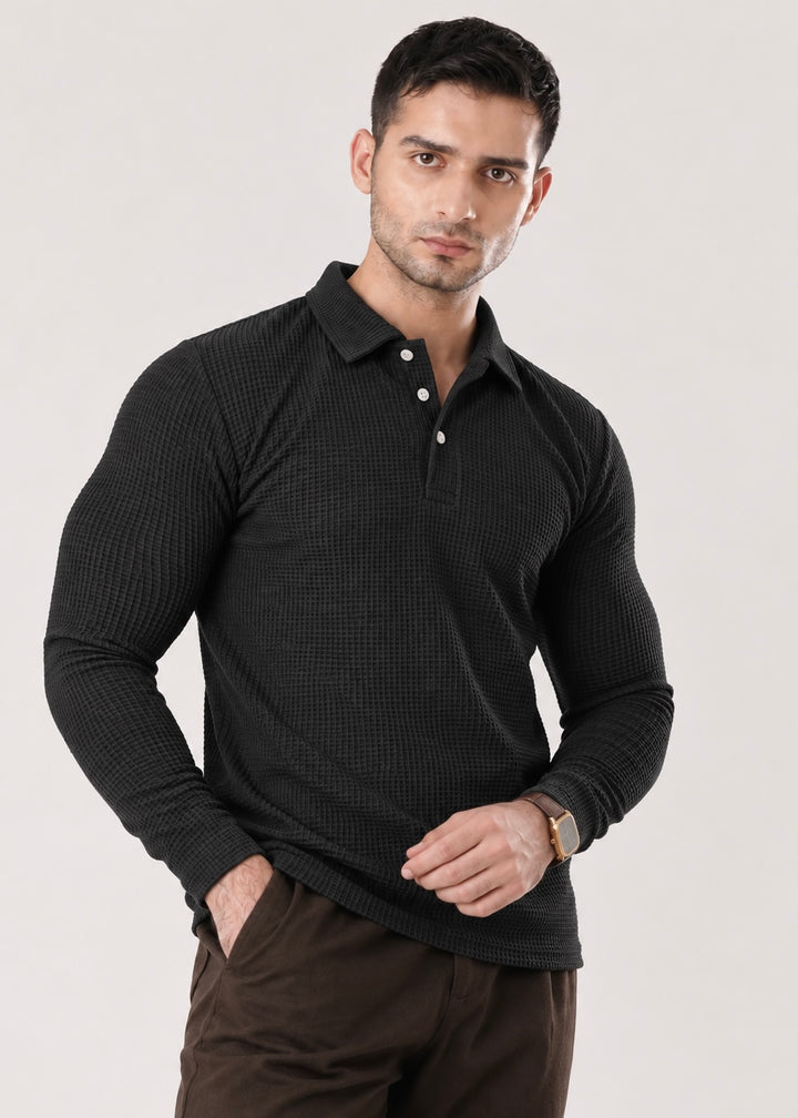 BLACK TEXTURED SHIRT-FT