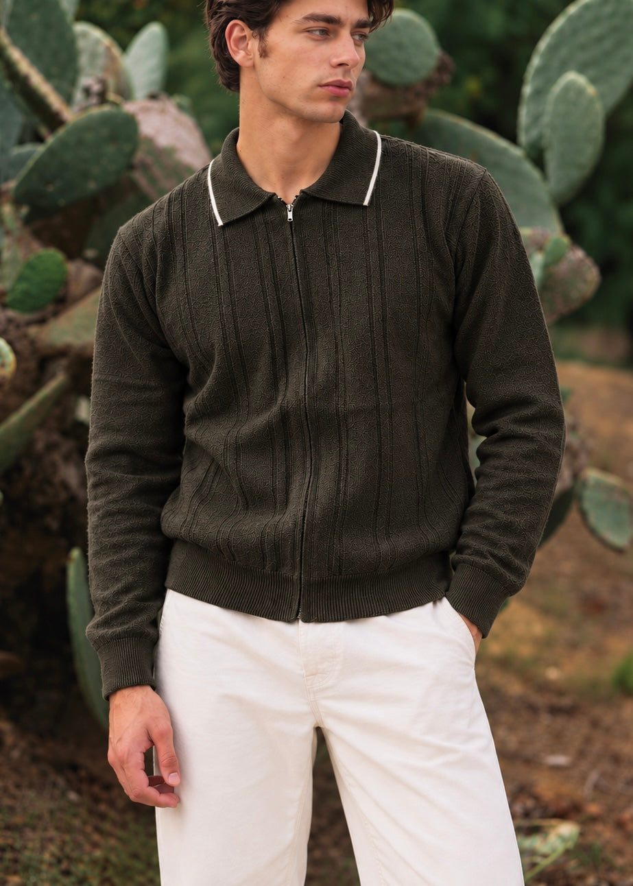 WINTER MUSE KNITTED POLO OLIVE