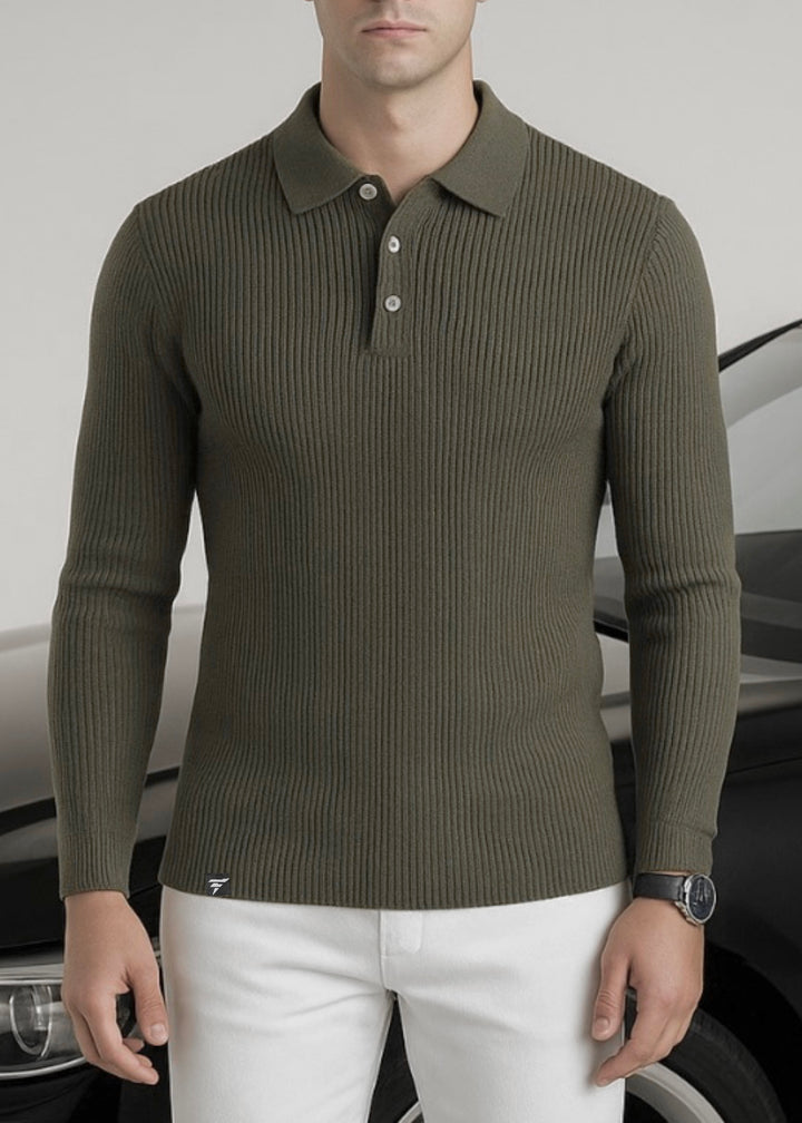 THE SMART KNITTED POLO-SEA GREEN