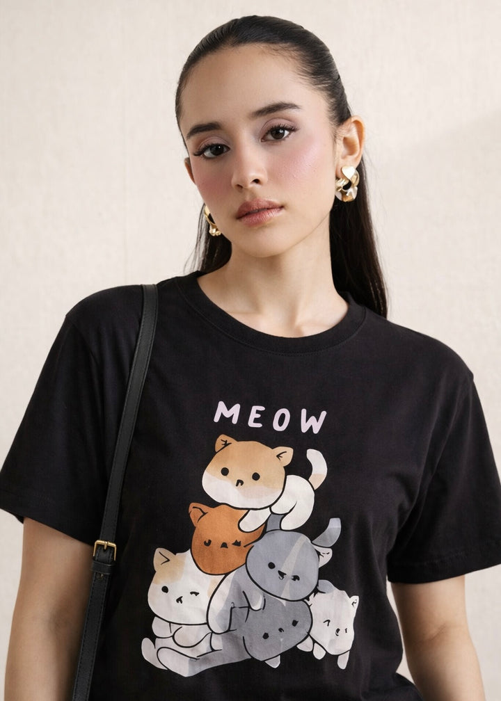 BLACK COTTON TEE-FT