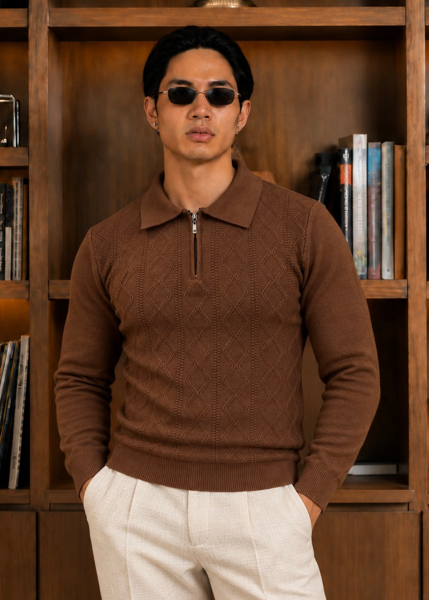 The Aspen-Knit Polo-Brown