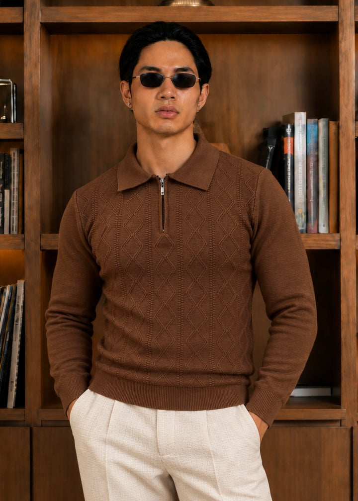 The Aspen-Knit Polo-Brown