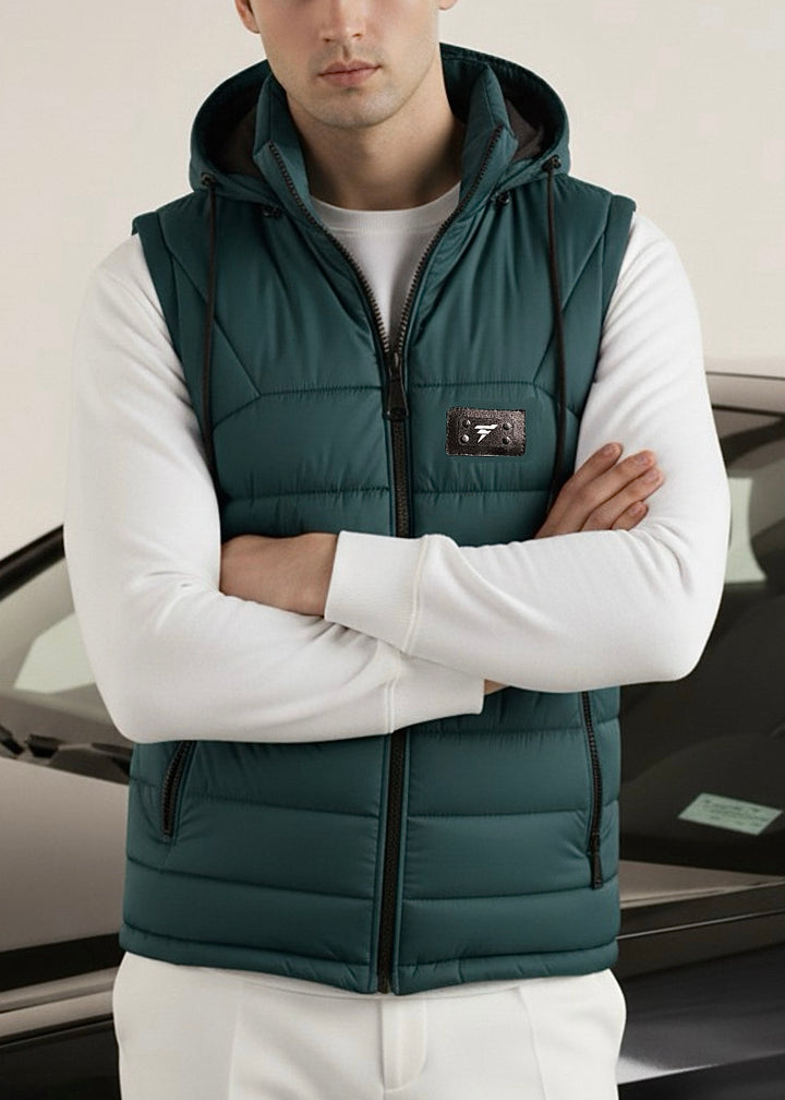 LOGO SLEEVELESS JACKET-SEA-GREEN