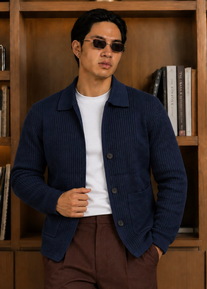 LUXE-WHOOL SHACKET-NAVY