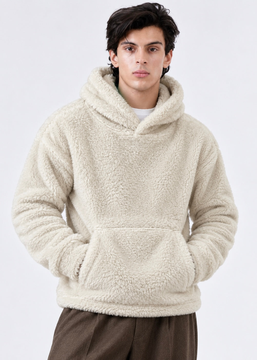 WHITE FUR HOODIE-FT