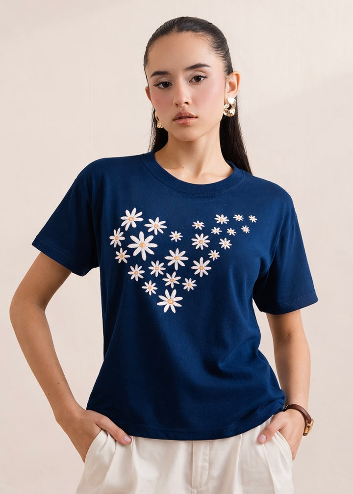 THE NAVY-BLUE COTTON TEE-FT