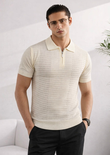 ICONIC KNITTED POLO-WHITE