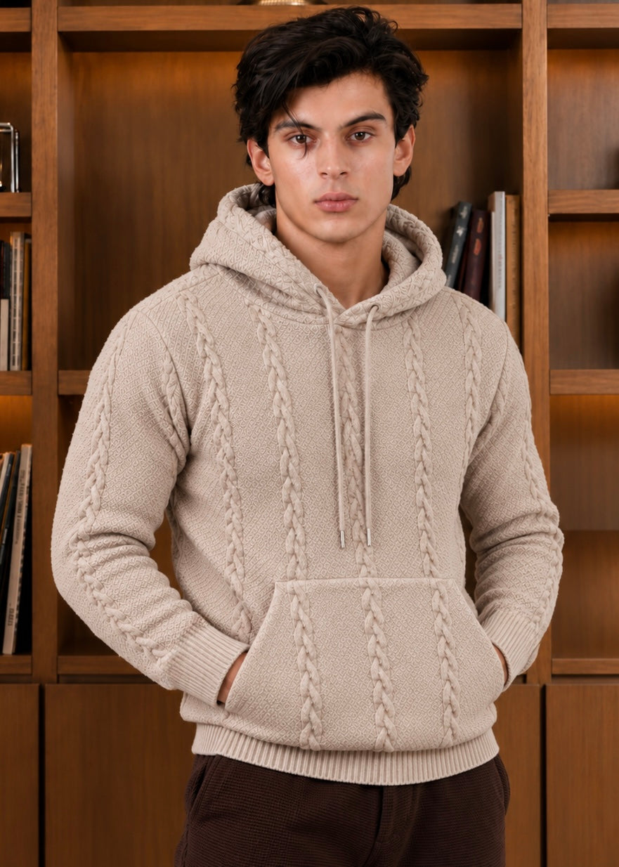 VELTRON KNITTED WOOL HOODIE Off White